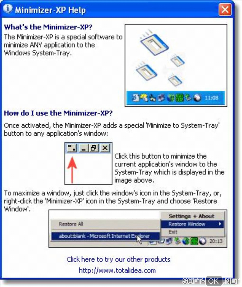 Screenshot №1 "Minimizer-XP"