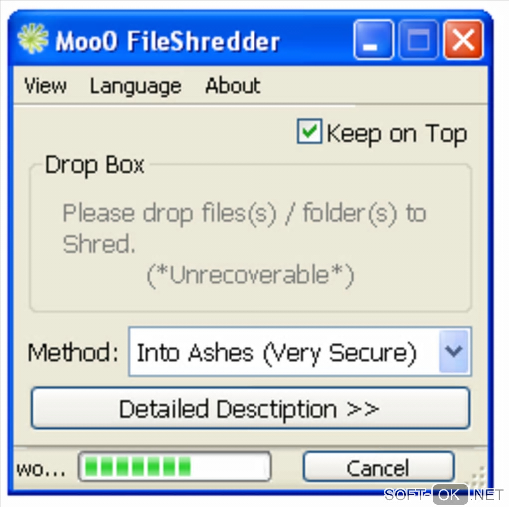 The appearance "Moo0 FileShredder"