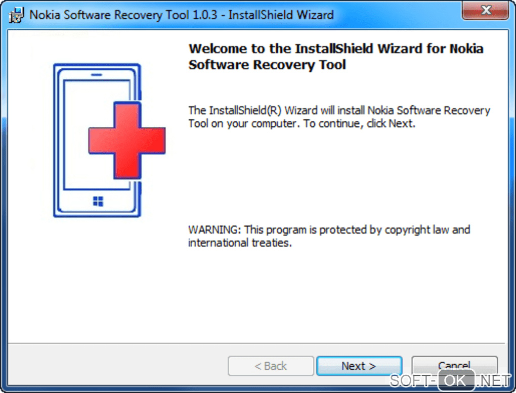 The appearance "Nokia Software Recovery Tool"