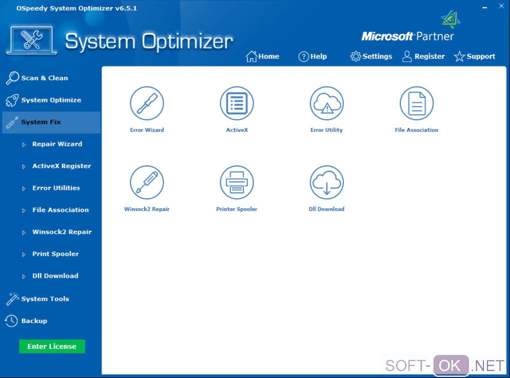 The appearance "OSpeedy System Optimizer"