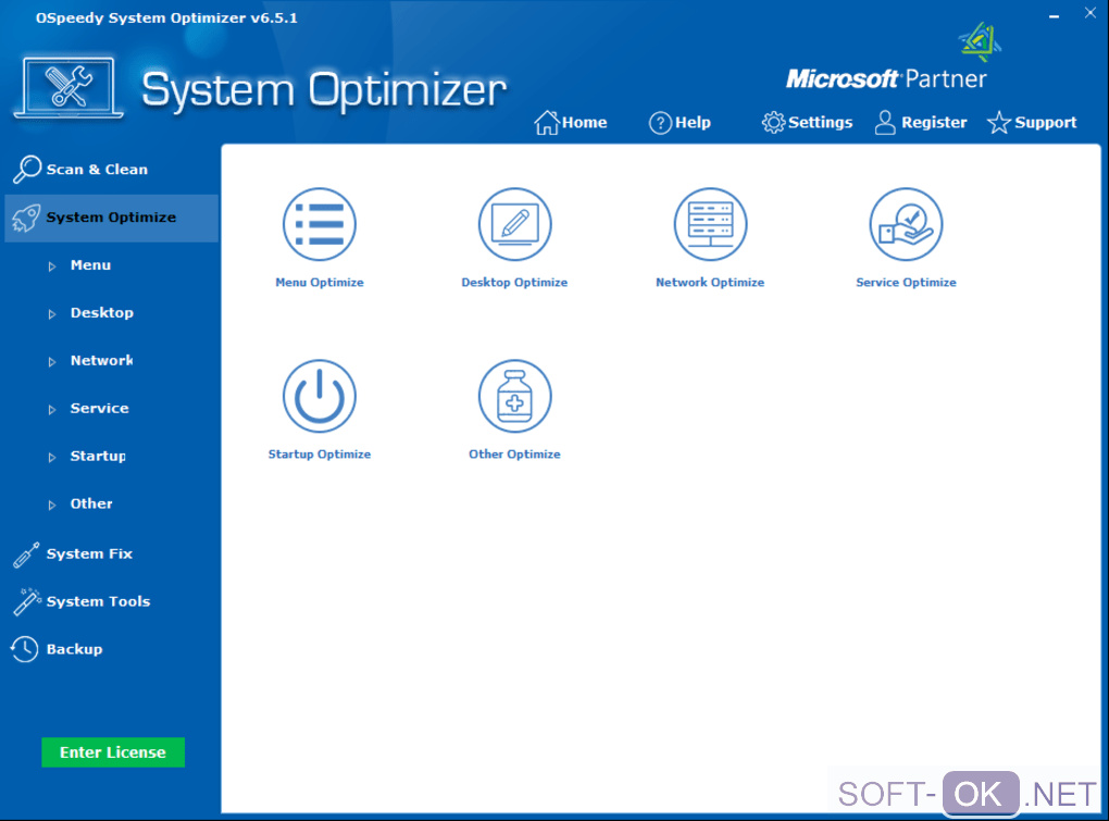 The appearance "OSpeedy System Optimizer"