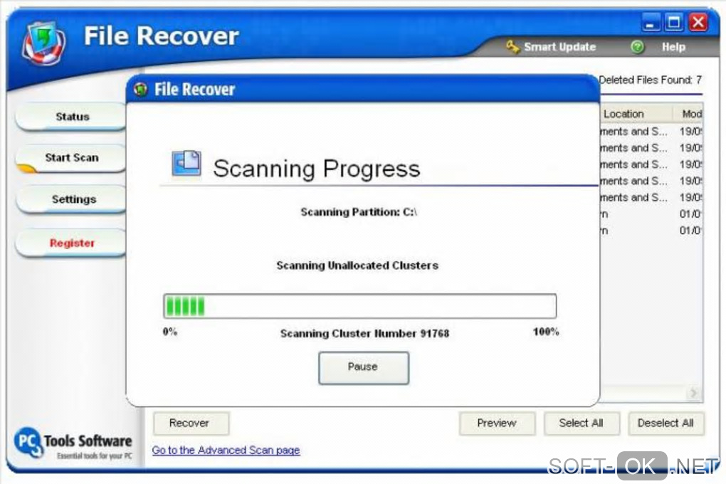 The appearance "PC Tools File Recover"
