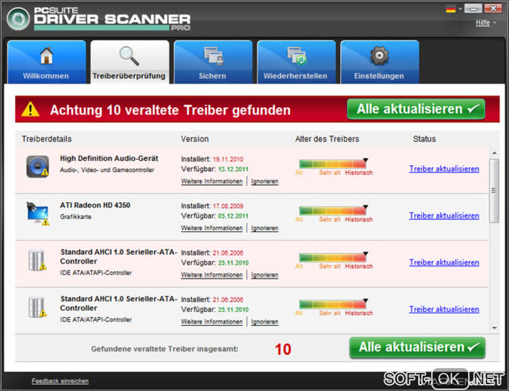 Screenshot №1 "PCSuite Driver Scanner Pro"