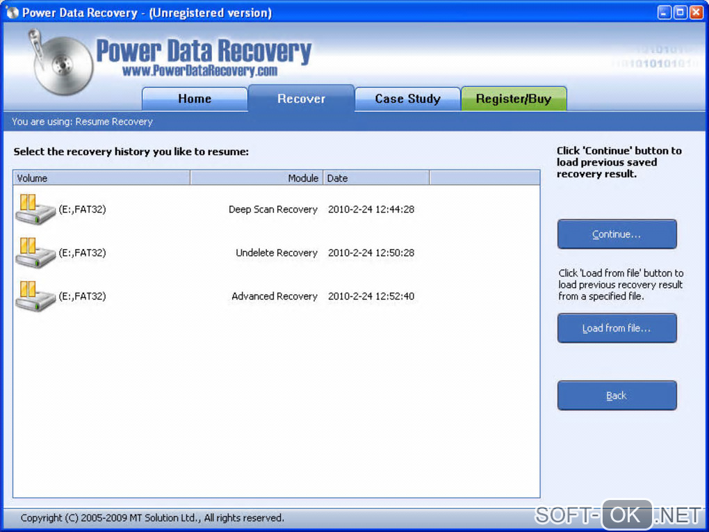 The appearance "Power Data Recovery"