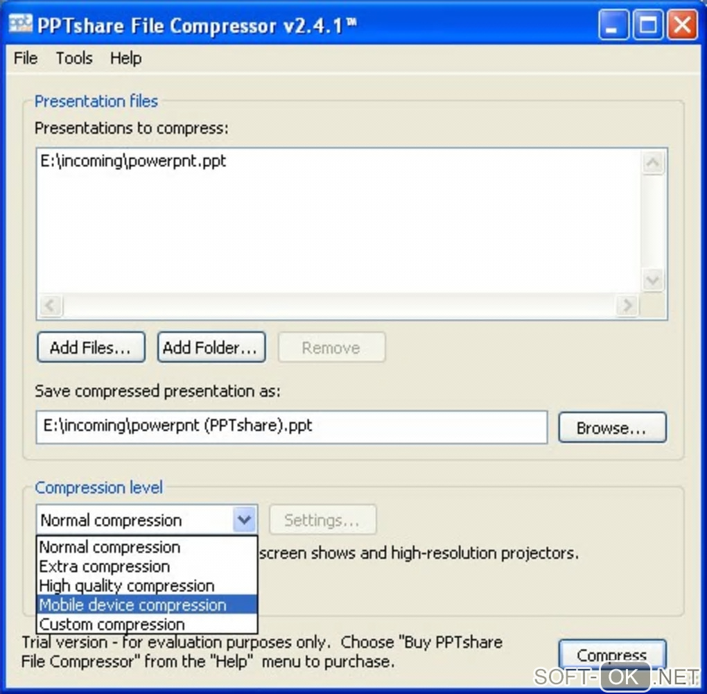 Screenshot №1 "PPTshare File Compressor"