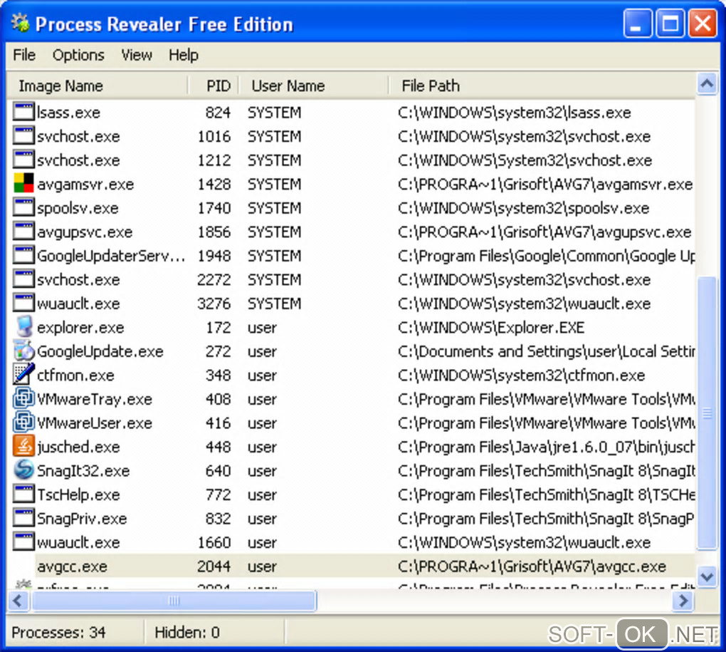 Screenshot №2 "Process Revealer"