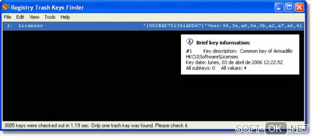Screenshot №2 "Registry Trash Keys Finder"