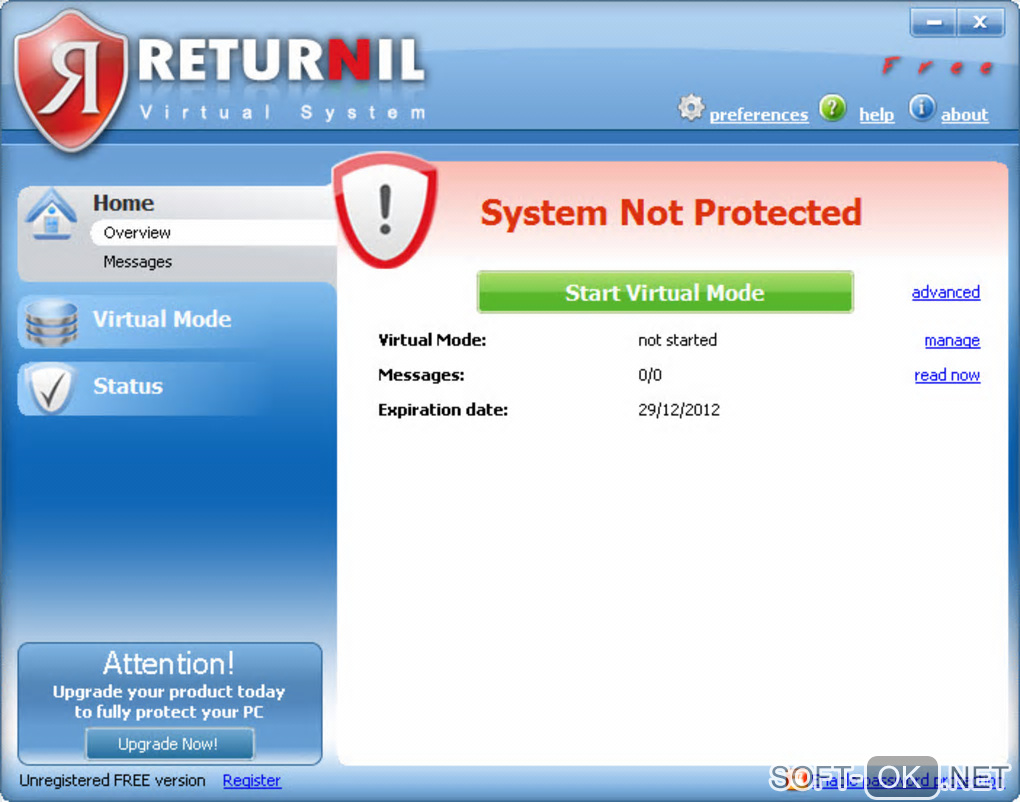 The appearance "Returnil Virtual System"