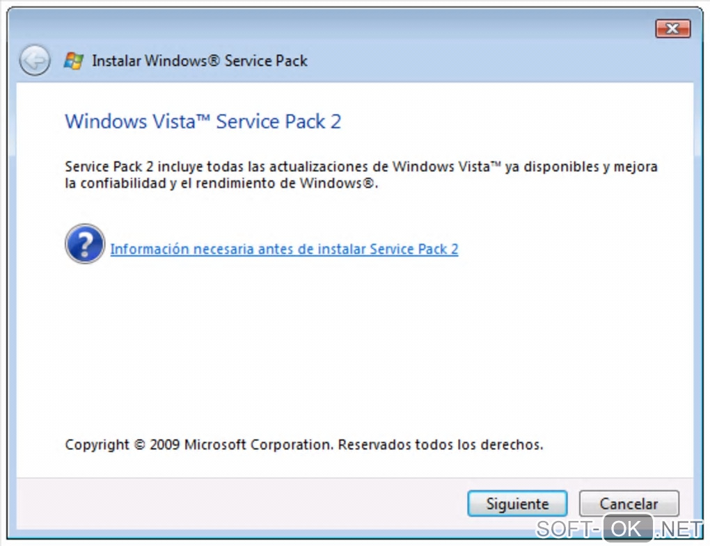 Screenshot №2 "Service Pack 2 para Windows Vista"