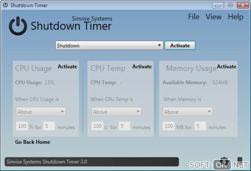 Screenshot №1 "Sinvise Shutdown Timer"
