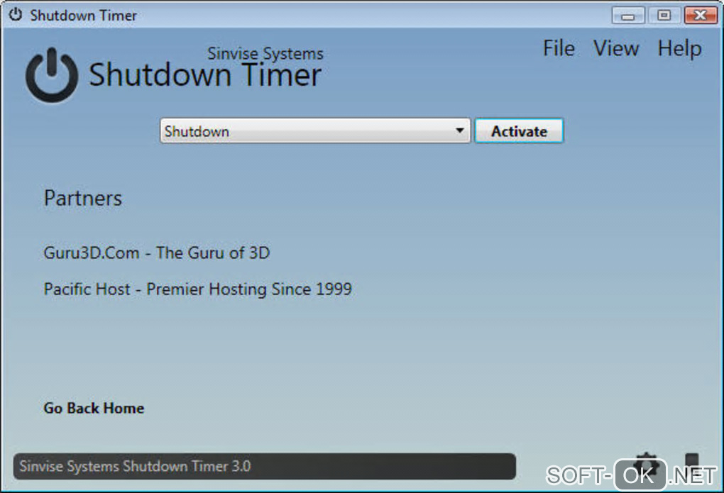 The appearance "Sinvise Shutdown Timer"