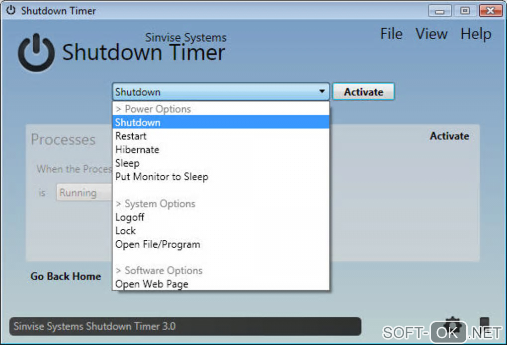 The appearance "Sinvise Shutdown Timer"