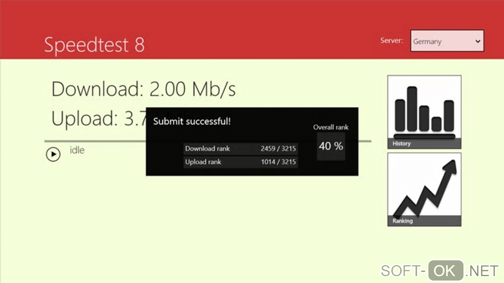 Screenshot №1 "Speedtest 8 for Windows 10"