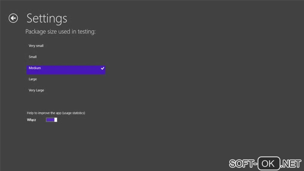 The appearance "Speedtest 8 for Windows 10"