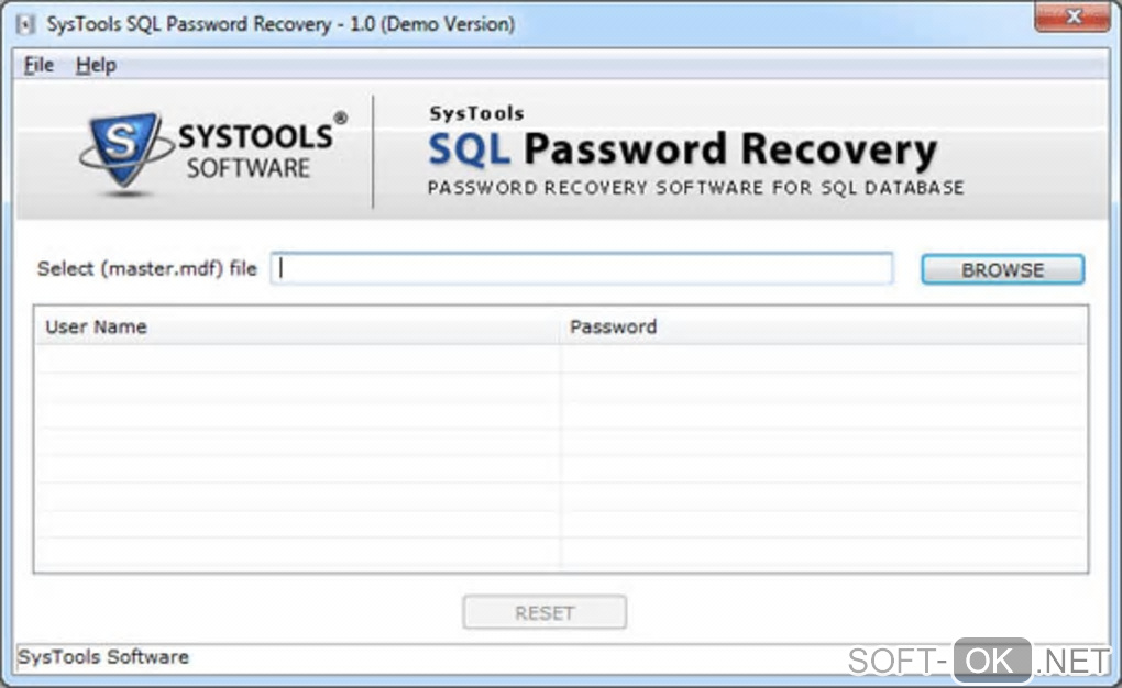 Screenshot №1 "SQL Password Recovery Free Tool"