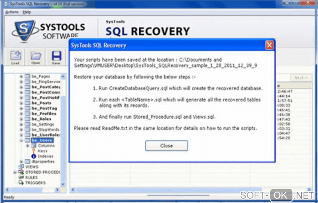 Screenshot №1 "SQL Recovery Tool"