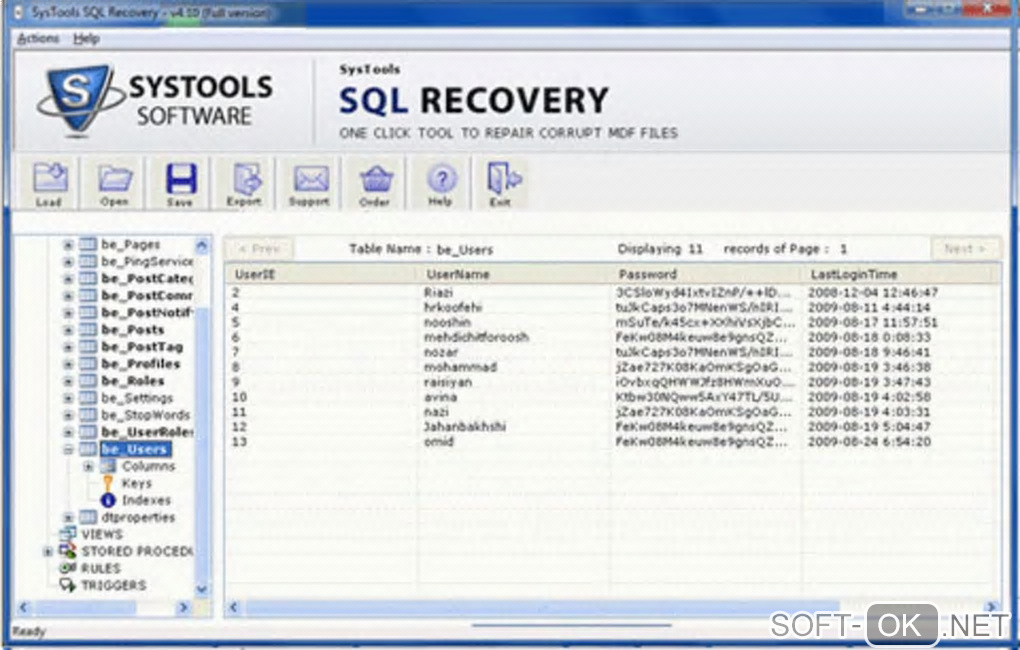 The appearance "SQL Recovery Tool"