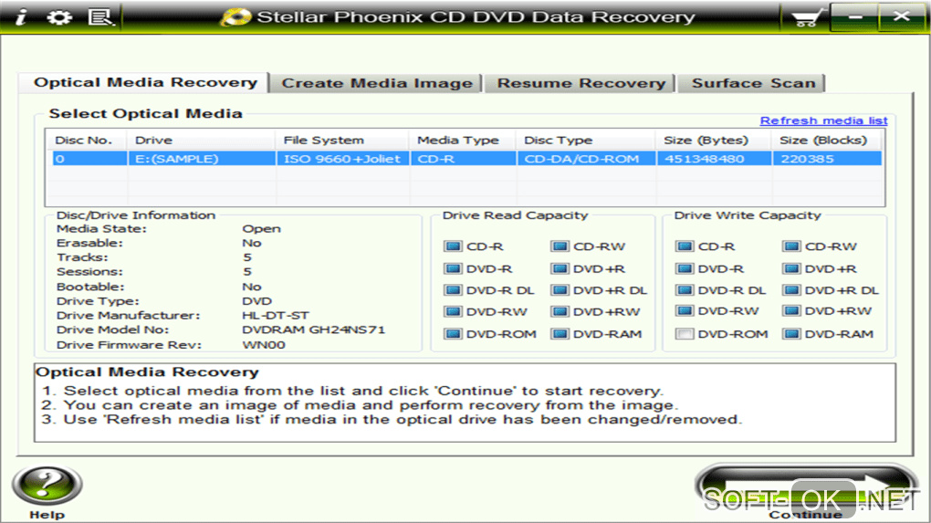 The appearance "Stellar Phoenix CD DVD Data Recovery"