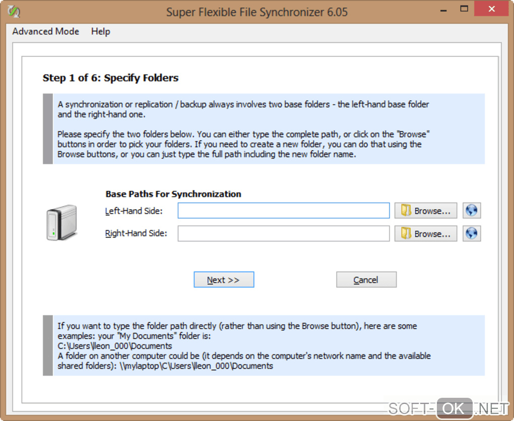The appearance "Super Flexible File Synchronizer"
