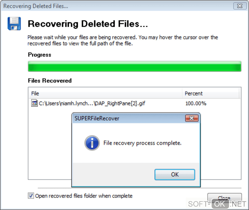 The appearance "SUPERFileRecover"