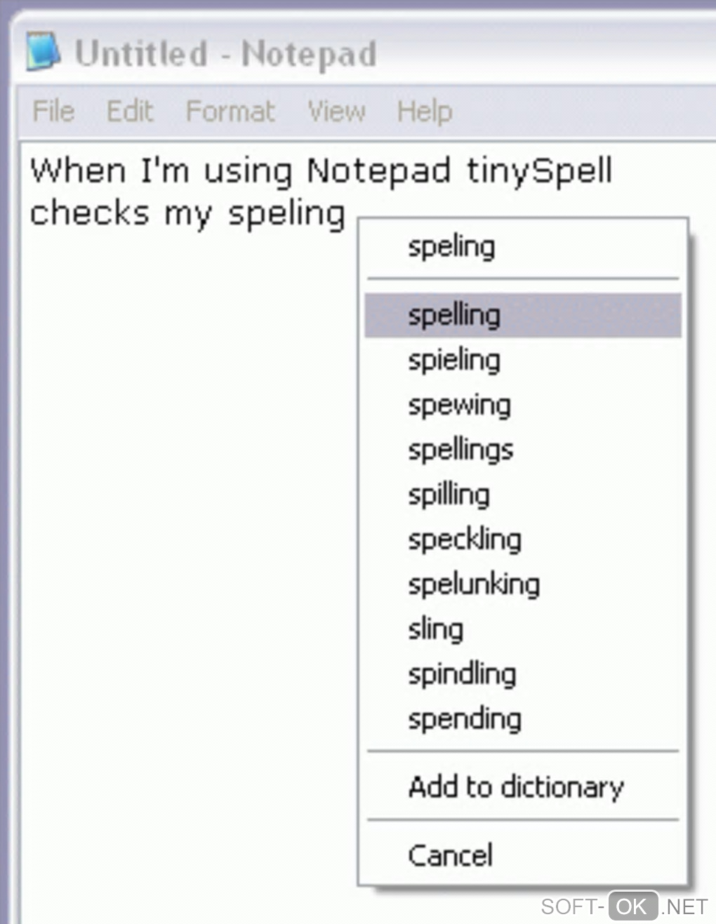 Screenshot №1 "tinySpell"