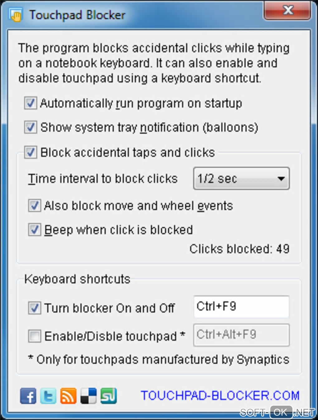 Screenshot №1 "Touchpad Blocker"