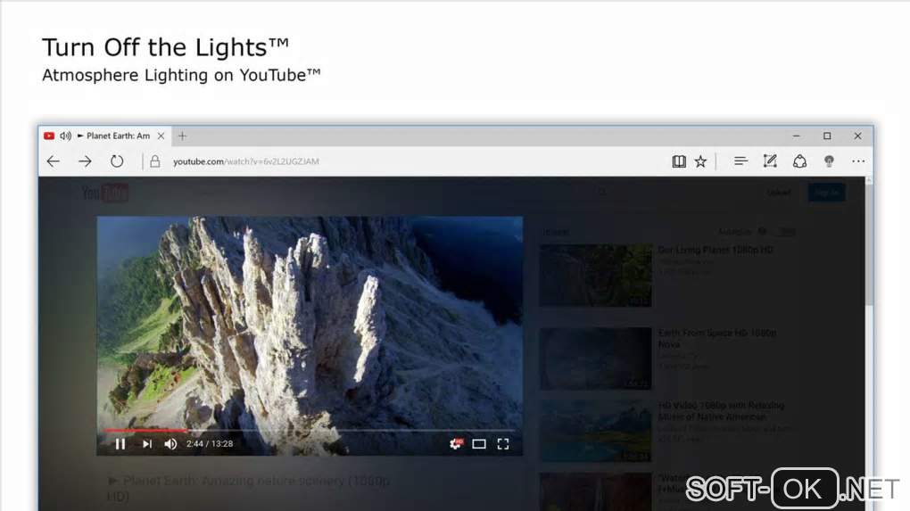 The appearance "Turn Off the Lights for Microsoft Edge"