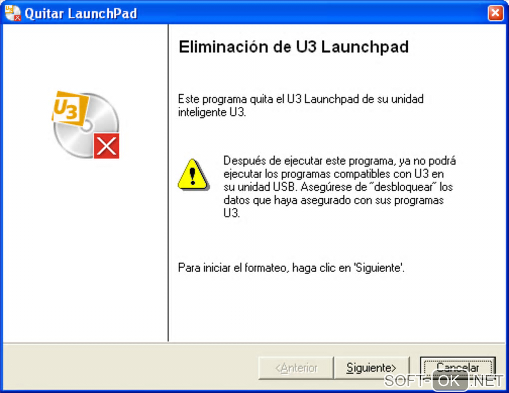The appearance "U3 Launchpad Removal Tool"