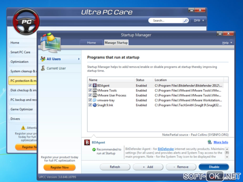 The appearance "Ultra PC Care"