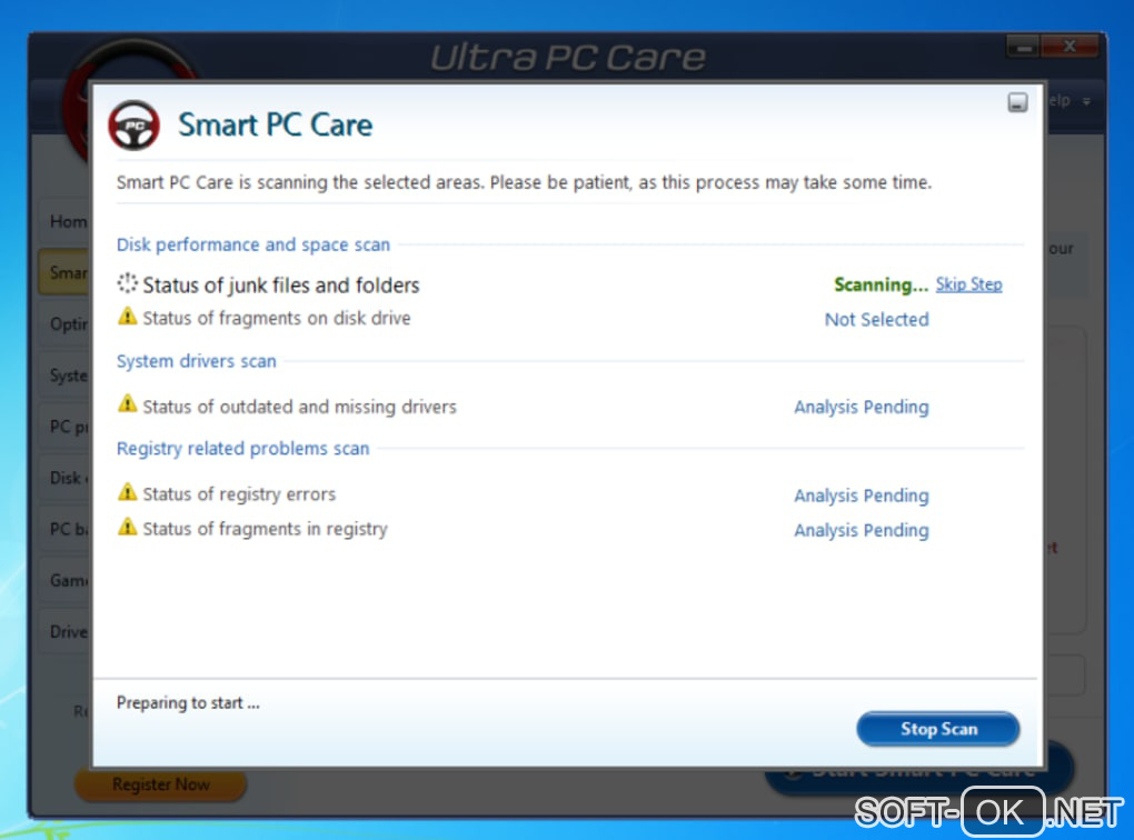 The appearance "Ultra PC Care"
