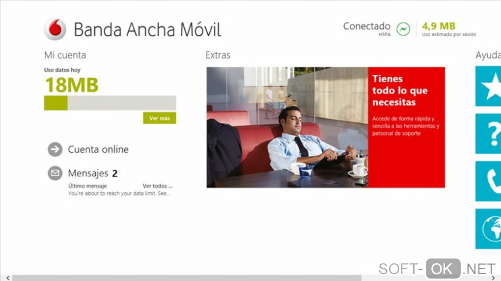 Screenshot №1 "Vodafone Mobile Broadband for Windows 10"