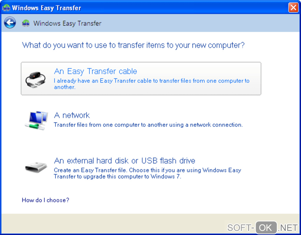 The appearance "Windows 7 Easy Transfer"
