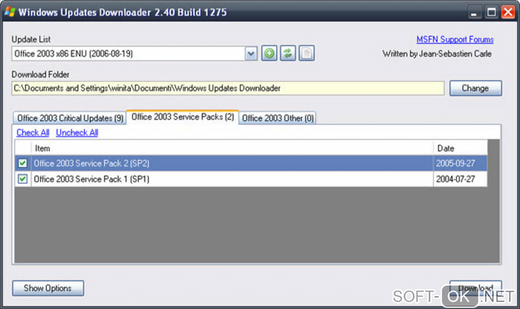 Screenshot №2 "Windows Updates Downloader"