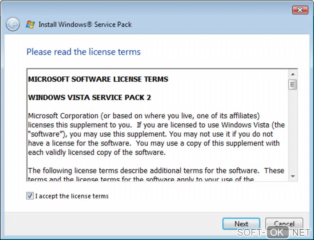 Screenshot №1 "Windows Vista Service Pack 2"