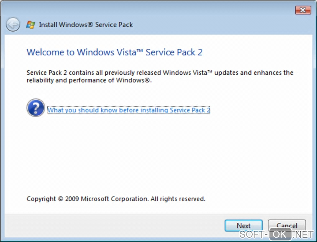 Screenshot №2 "Windows Vista Service Pack 2"