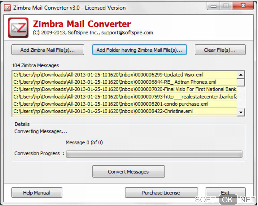 Screenshot №1 "Zimbra Mail Converter"