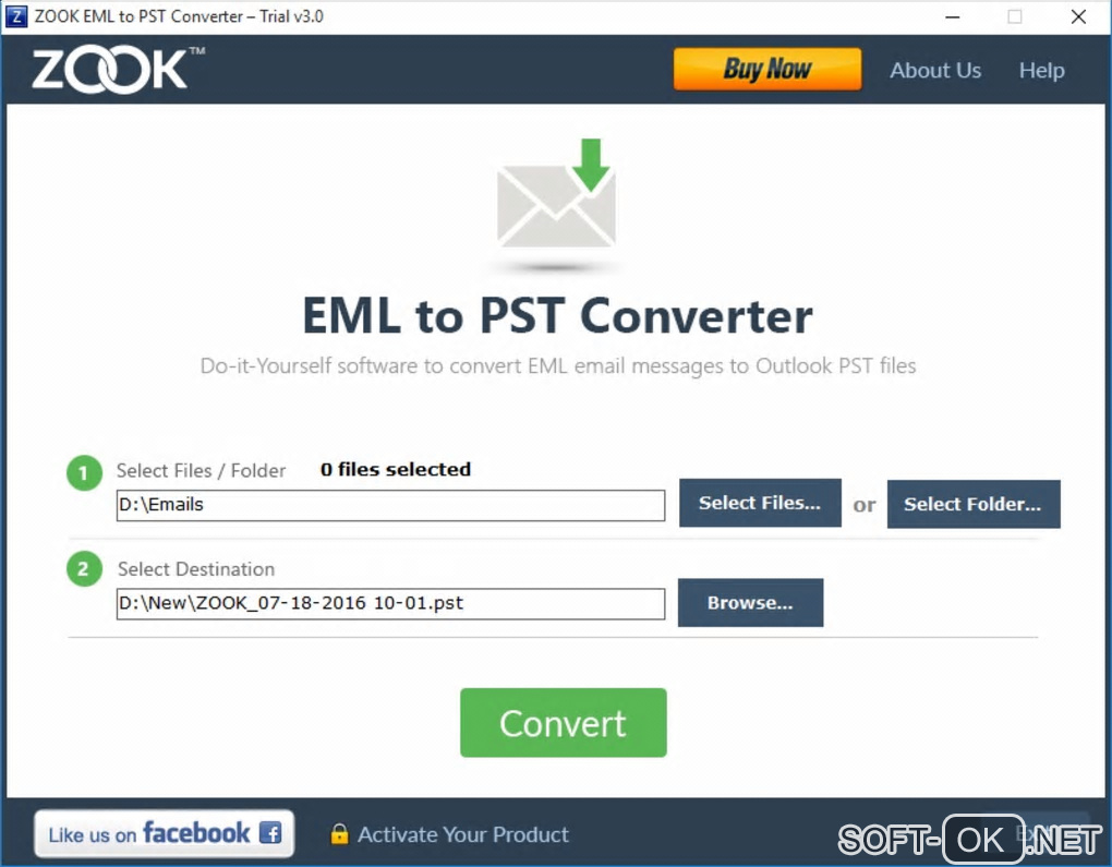 Screenshot №1 "ZOOK EML to PST Converter"